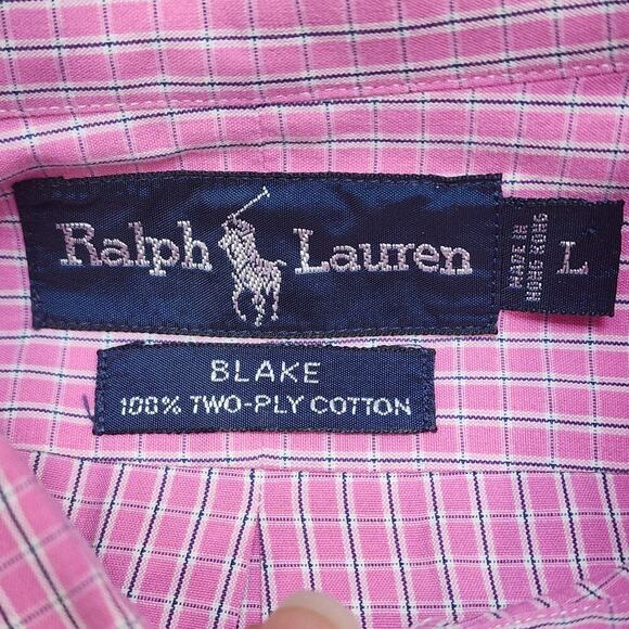 Ralph Lauren Blake Men's Pink Checkered Button Up Shirt Size L - Picture 5 of 5
